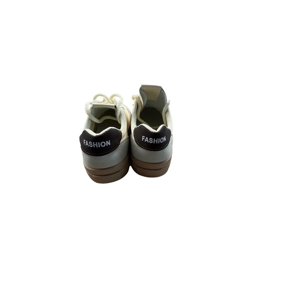 Women's Fashion Platform Sneakers EU 38 Cream Gray‎ Gum Sole